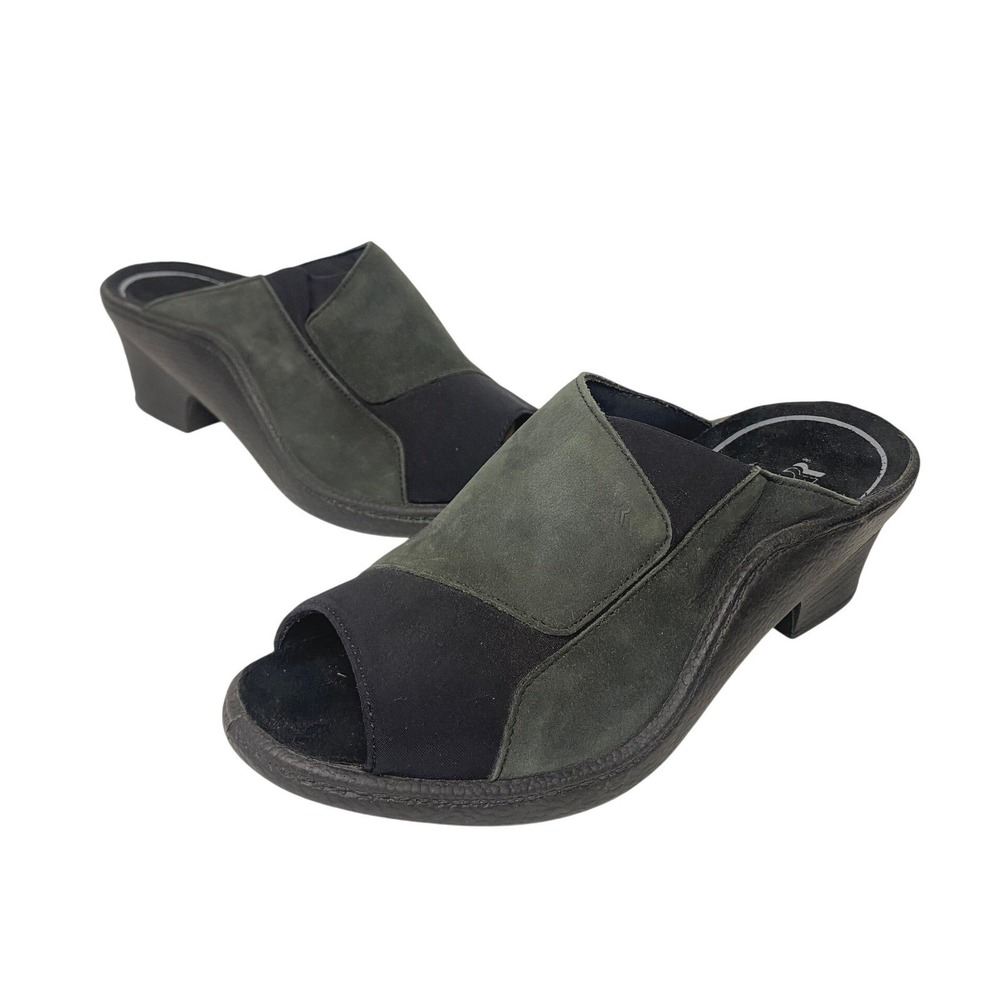 Romika Nubuck Mule Black Suede Open Toe Slide Sandals Mules Size 37 US 6-6.5